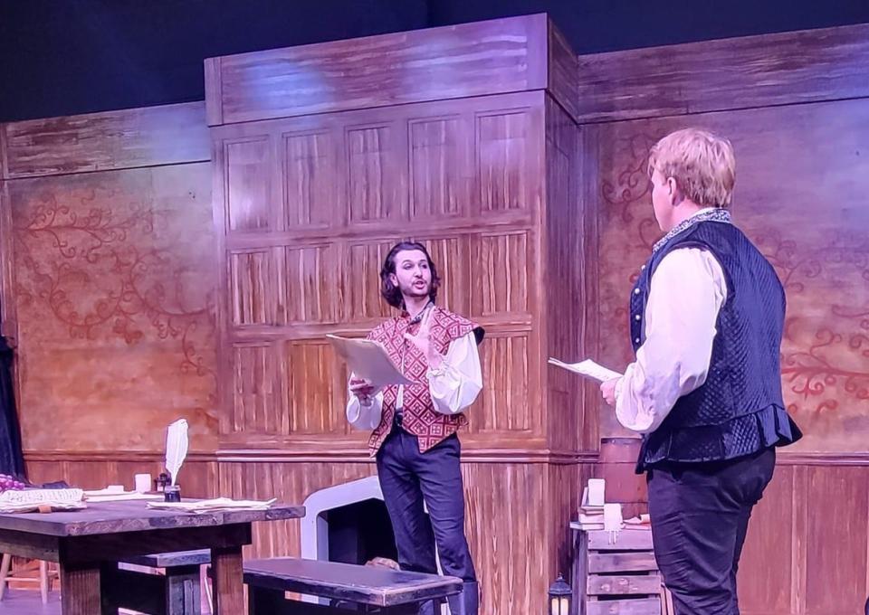 From left, Justin Marlow and Tyler John Malinauskas star in Oklahoma Shakespeare in the Park's production of "Born with Teeth."