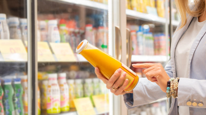 Supermarket juice bottle