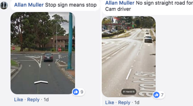 One person shared screenshots from the junction in question in an attempt to clear up who was in the wrong. Source: Facebook / Dash Cam Owners Australia