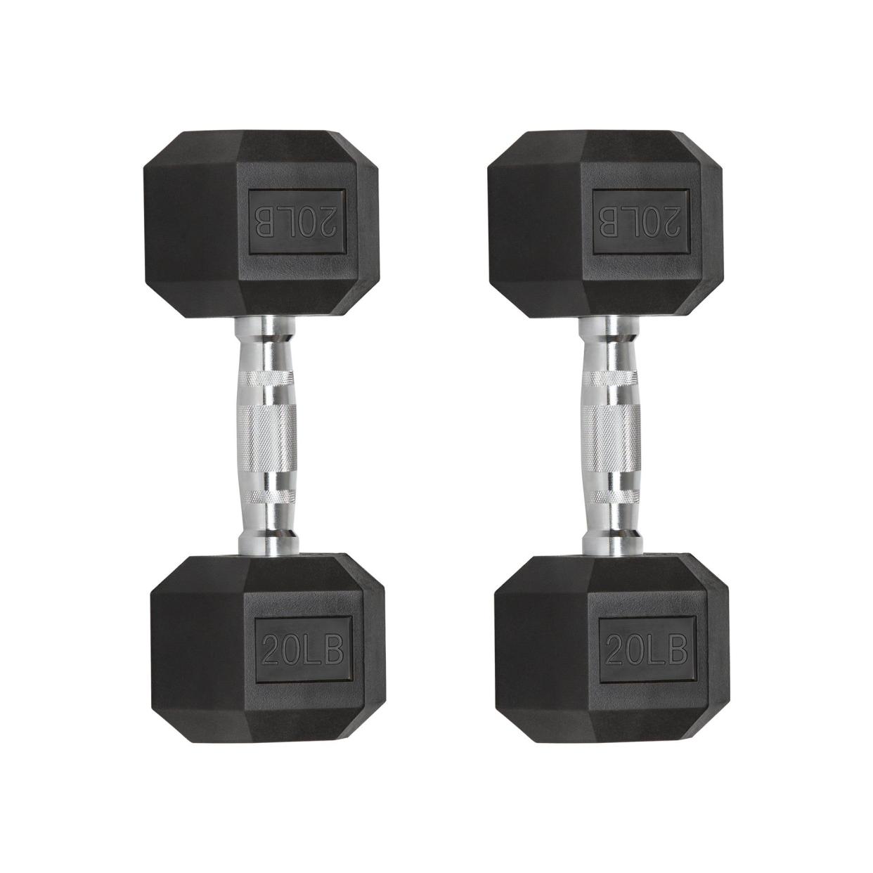 <p><a href="https://go.redirectingat.com?id=74968X1596630&url=https%3A%2F%2Fflybirdfitness.com%2Fproducts%2Fflybird-rubber-hex-dumbells%3Fvariant%3D43726367260930&sref=https%3A%2F%2F" rel="nofollow noopener" target="_blank" data-ylk="slk:Shop Now;elm:context_link;itc:0;sec:content-canvas" class="link rapid-noclick-resp">Shop Now</a></p><p>Rubber Hex Dumbbells</p><p>flybirdfitness.com</p><p>$63.99</p>