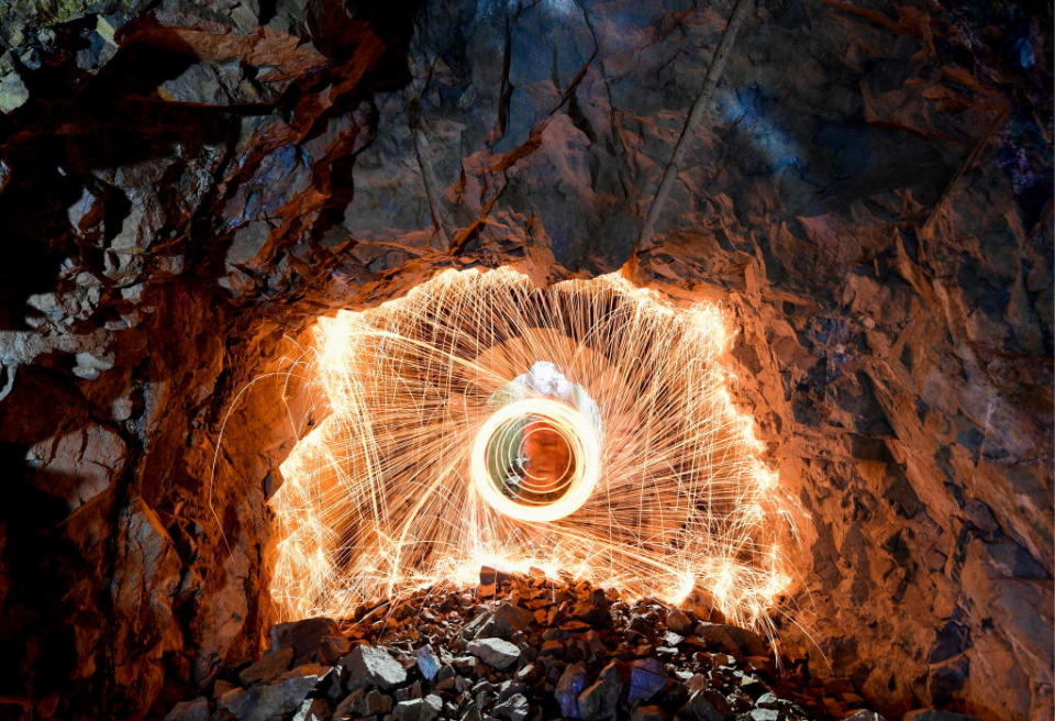 <p>An urban explorer inside the abandoned fort No 9 of the Vladivostok Maritime Fortress built at the beginning of the 20th century on Russky Island. (Yuri Smityuk\TASS via Getty Images) </p>