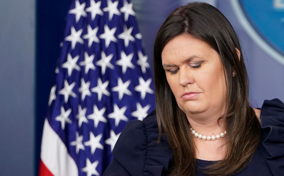 White House press secretary Sarah Sanders speaks during a White House briefing on Aug. 22, 2018. (Photo: Mandel Ngan/AFP/Getty Images)