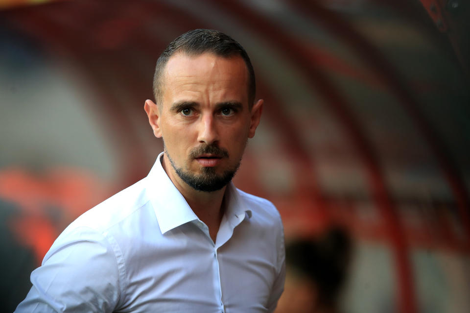 England manager Mark Sampson during the UEFA Women's Euro 2017 match at the De Grolsch Veste, Enschede. (Photo by Mike Egerton/PA Images via Getty Images)