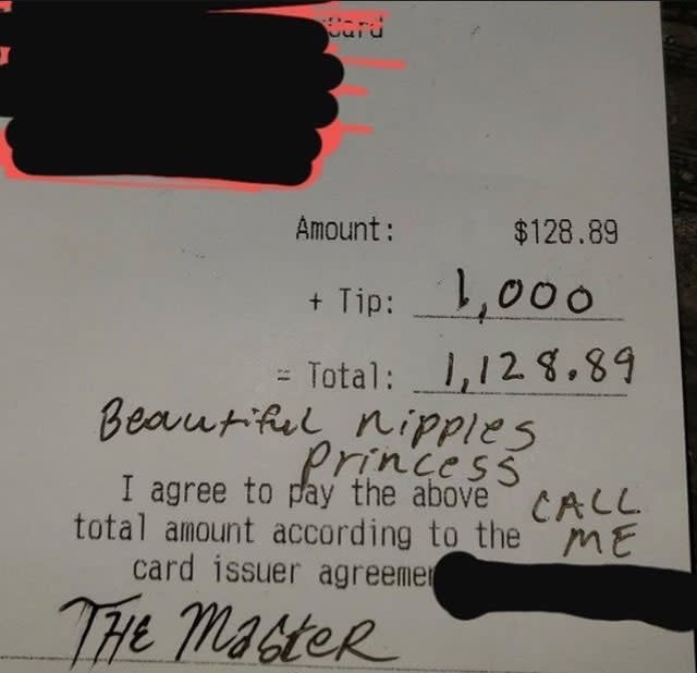 receipt tip with creepy message