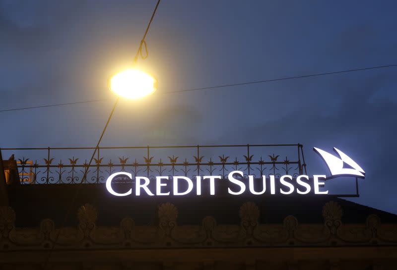 FILE PHOTO: Logo of Swiss bank Credit Suisse is seen in Zurich