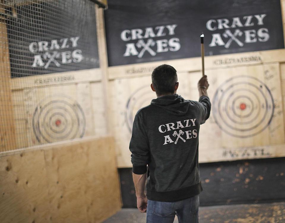 Ax throwing at Crazy Axes in Hanover.