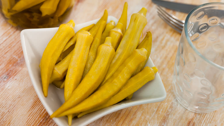 pickled okra in bowl