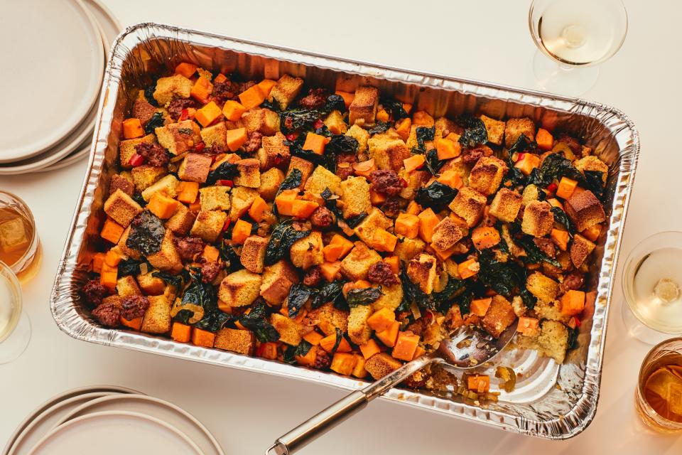 Spicy Cornbread Stuffing with Chorizo and Sweet Potatoes