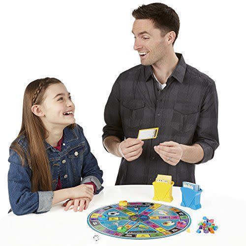 <p><strong>Hasbro Gaming</strong></p><p>amazon.com</p><p><strong>$11.99</strong></p><p><a href="https://www.amazon.com/dp/B00NQQTXNK?tag=syn-yahoo-20&ascsubtag=%5Bartid%7C10050.g.27410985%5Bsrc%7Cyahoo-us" rel="nofollow noopener" target="_blank" data-ylk="slk:Shop Now;elm:context_link;itc:0;sec:content-canvas" class="link ">Shop Now</a></p><p>One of our favorites on this list, this new version of Trivial Pursuit encourages kids to learn, read, and engage more with the world around them. It also actually gives them a chance at winning with a separate stack of "cards for kids."</p>