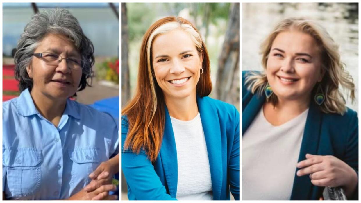 Three women have been acclaimed to the next N.W.T. Legislative Assembly. They are Jane Armstrong in Monfwi, Caroline Wawzonek in Yellowknife South and Caitlin Cleveland in Kam Lake.  (CBC - image credit)