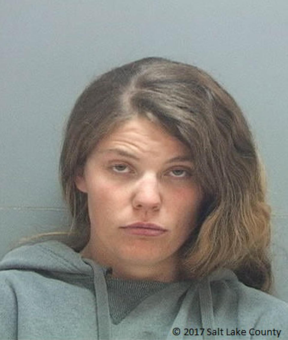 FILE - This undated file photo provided by the Salt Lake County Sheriff's office shows Kathleen Boutain. Her husband, Austin, an ex-convict charged with gunning down a University of Utah student with a weapon stolen from a slain Colorado man, pleaded guilty to murder and kidnapping charges in Salt Lake City Wednesday, Sept. 12, 2018. She has been charged with criminal solicitation, theft and other counts. Kathleen has yet to enter a plea. (Salt Lake County Sheriff's Office via AP, file)