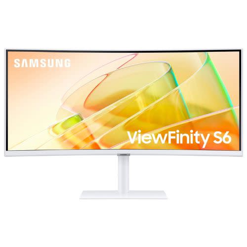 white curved monitor
