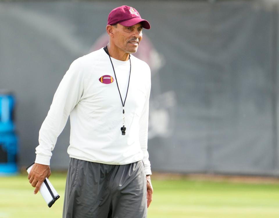 Aug 10, 2022; Tempe, Arizona, USA; Arizona State head coach Herm Edwards during practice at Kajikawa Football Practice Fields.