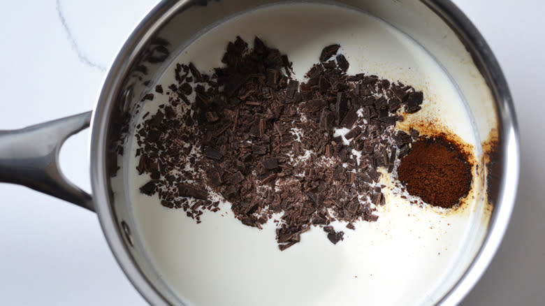 chocolate and cream in pot