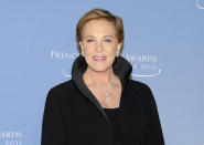 FILE - This Nov. 1, 2011 file photo shows honoree Julie Andrews attending the Princess Grace Foundation Awards gala in New York. Andrews released a memoir, “Home Work: A Memoir of My Hollywood Years,” which hits shelves on Oct. 15, 2019. (AP Photo/Evan Agostini, File)