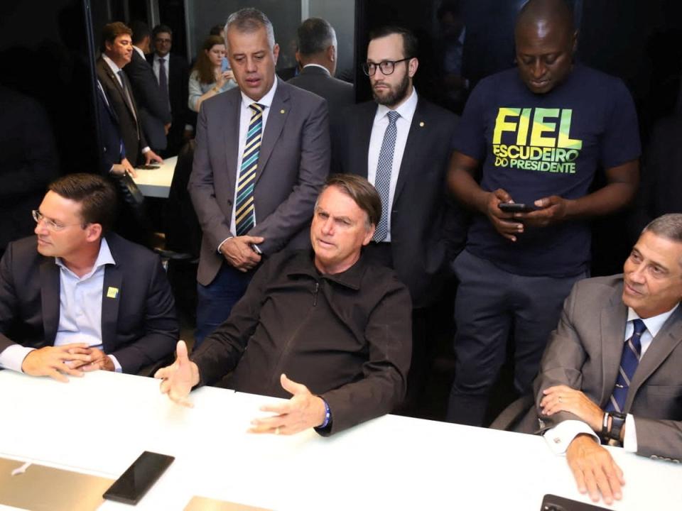 Jair Bolsonaro attends a meeting with members of Liberal Party (PL) and allies after returning to Brazil (Natanael Alves/Partido Liberal via Reuters)