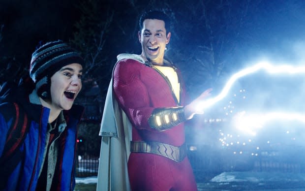 Jack Dylan Grazer and Zachary Levi in "Shazam!"<p>Warner Bros.</p>