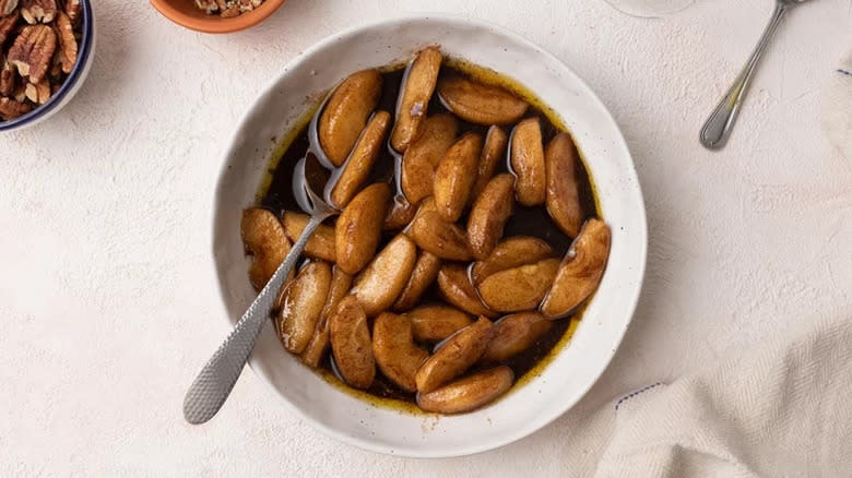 Southern fried apples in bowl