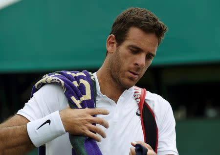 Britain Tennis - Wimbledon - All England Lawn Tennis & Croquet Club, Wimbledon, England - 3/7/16 Argentina's Juan Martin Del Potro after losing his match against France's Lucas Pouille REUTERS/Toby Melville