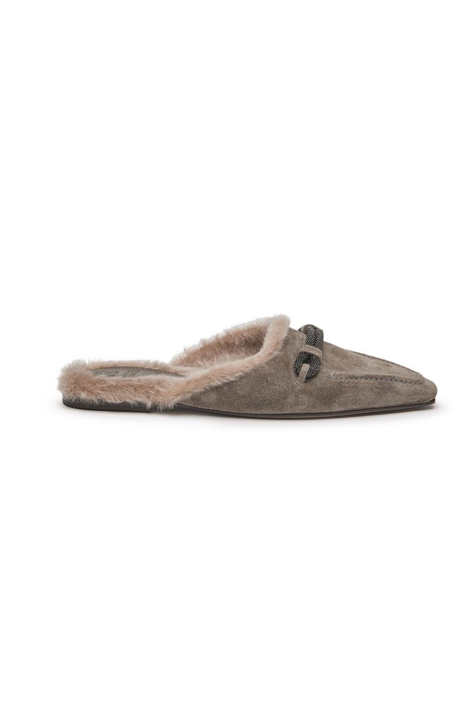 Suede Mules with Shearling Lining