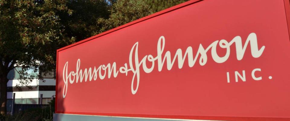 Johnson & Johnson Inc. logo at the Markham office building.