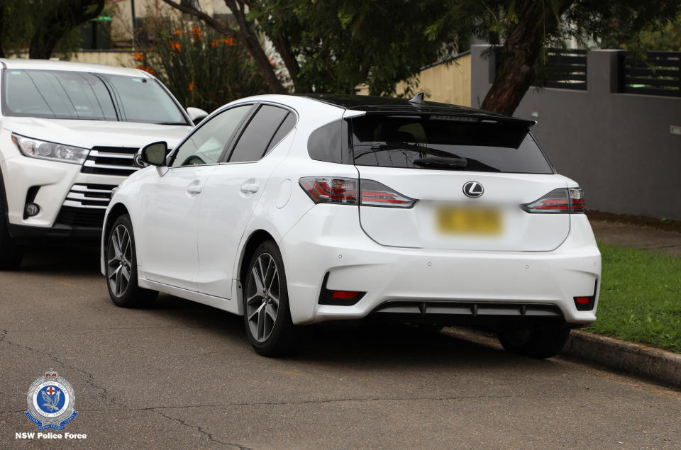 A white Lexus was seized by police earlier this year as part of the investigation into Shady Kanj's murder. Source: NSW Police