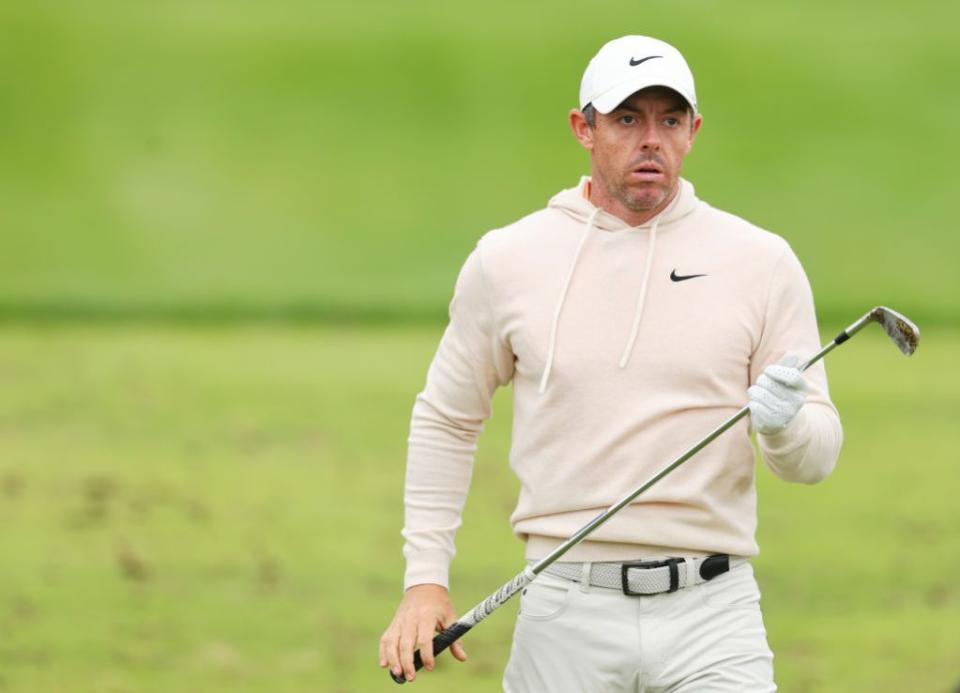 LOUISVILLE, KENTUCKY - MAY 14: Rory McIlroy of Northern Ireland looks on from the driving range during a practice round prior to the 2024 PGA Championship at Valhalla Golf Club on May 14, 2024 in Louisville, Kentucky. (Photo by Michael Reaves/Getty Images)