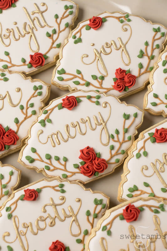 <p>SweetAmbs</p><p>This beautiful cookie can double as a place-setting card.</p><p><strong>Get the recipe: <a href="https://www.sweetambs.com/tutorial/christmas-plaque-cookies/" rel="nofollow noopener" target="_blank" data-ylk="slk:Christmas Plaque Cookies;elm:context_link;itc:0;sec:content-canvas" class="link ">Christmas Plaque Cookies</a></strong></p>