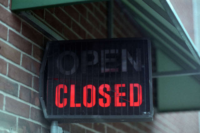 Closed drive through bank business sign