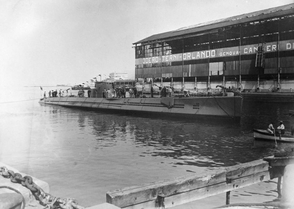 The submarine Jantina after its launch in Monfalcone, Italy, in June 1933. / Credit: KEYSTONE-FRANCE/Gamma-Rapho via Getty Images