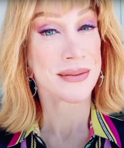 <p>Kathy Griffin/ Youtube</p> Several days post procedure, Griffin's facial tattoos are looking healed.