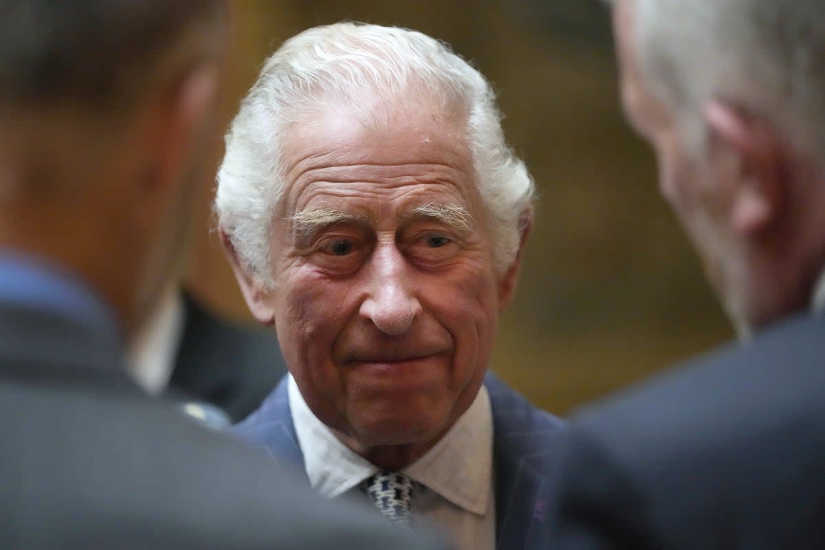 The Prince of Wales speaks to guests as he hosts a reception for recipients of The Queen’s Awards for Enterprise at Buckingham Palace in London (Frank Augstein/PA) (PA Wire)