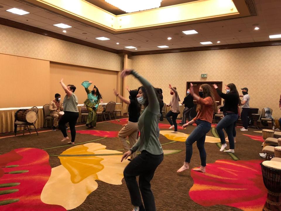 Nailah Bulley leads students in dance. Bulley was trained in hip hop, jazz, ballet and West African dance in the footsteps of her mother, Afua Kouyate.