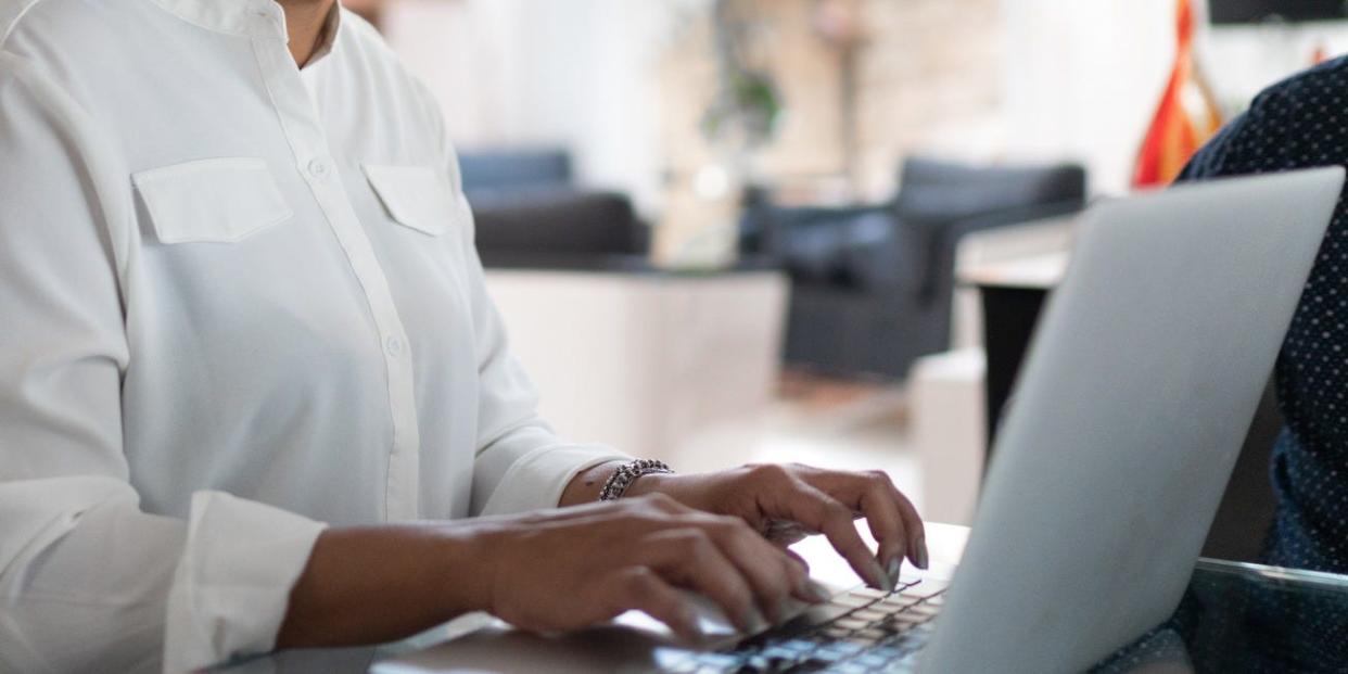 woman using laptop