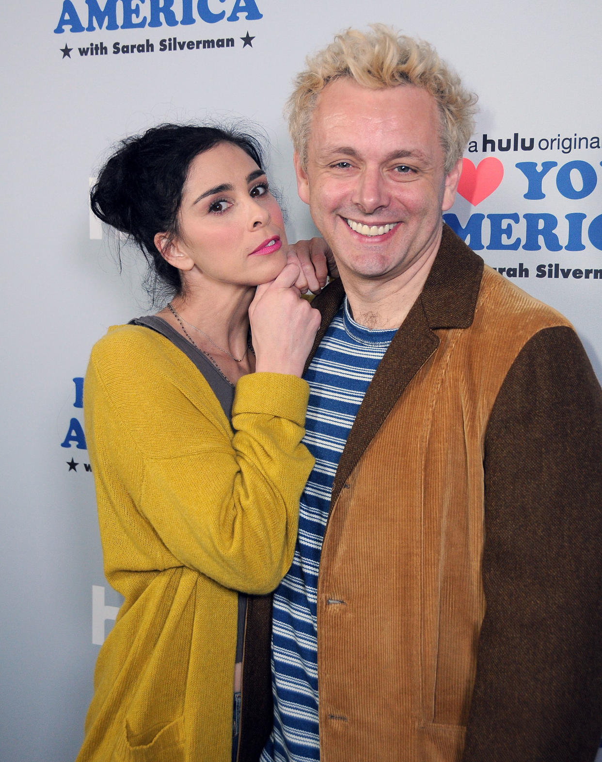 Sarah Silverman and Michael Sheen at the premiere of Hulu’s <em>I Love You, America</em> last October at Chateau Marmont in Los Angeles. (Photo: Barry King/Getty Images)