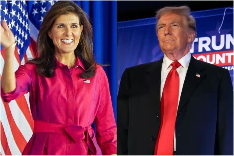 Candidatos republicanos Nikki Haley y Donald Trump