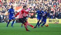 <p>Dusan Tadic slams home the third goal against Leicester </p>