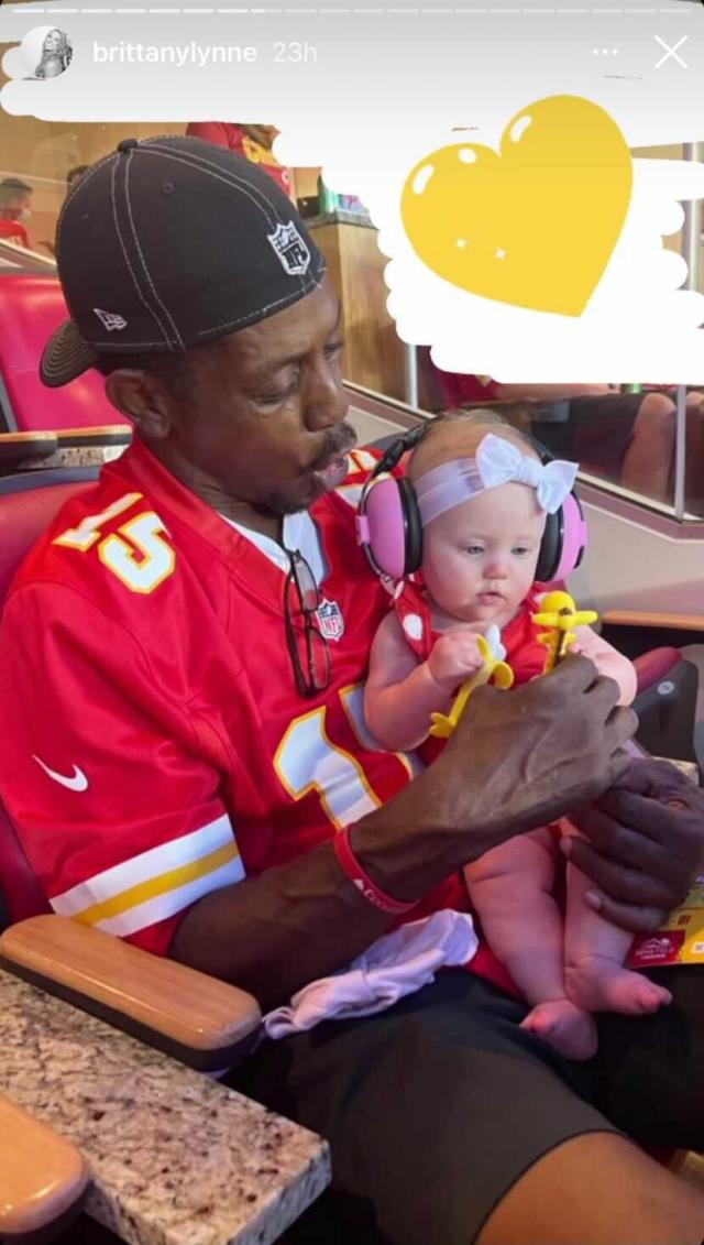 Patrick Mahomes' Dad Pat Bonds with Granddaughter Sterling, 6 Months, at  Kansas City Chiefs Game