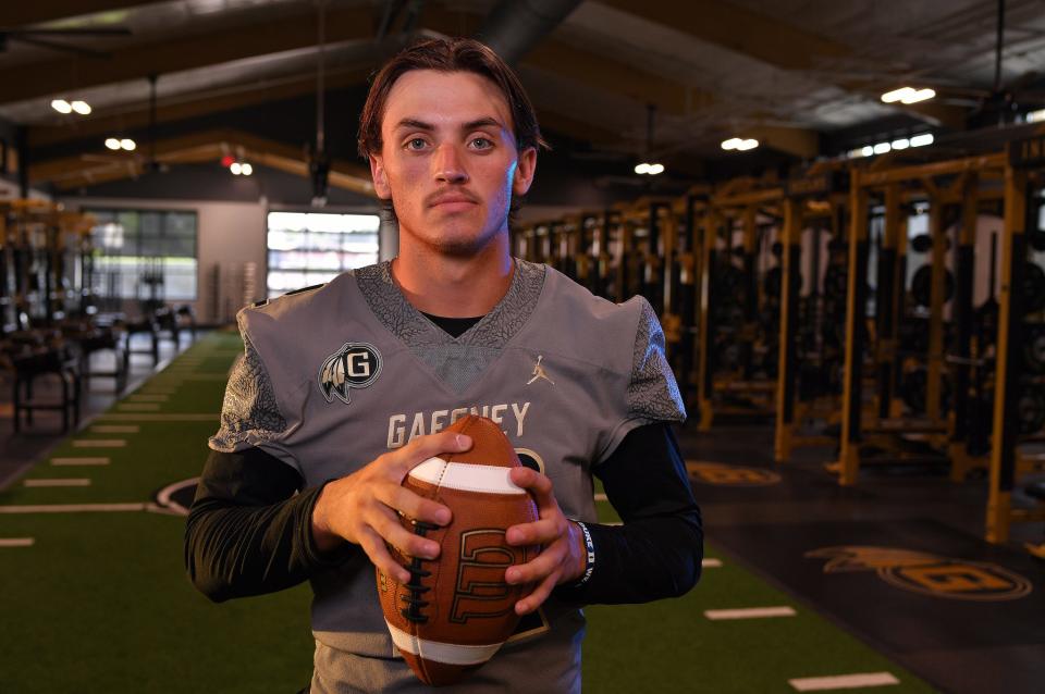 Upstate football stand-out Grayson Loftis at Gaffney High School in Gaffney, Tuesday, August 2, 2022. Loftis, a quarterback, has committed to Duke University.