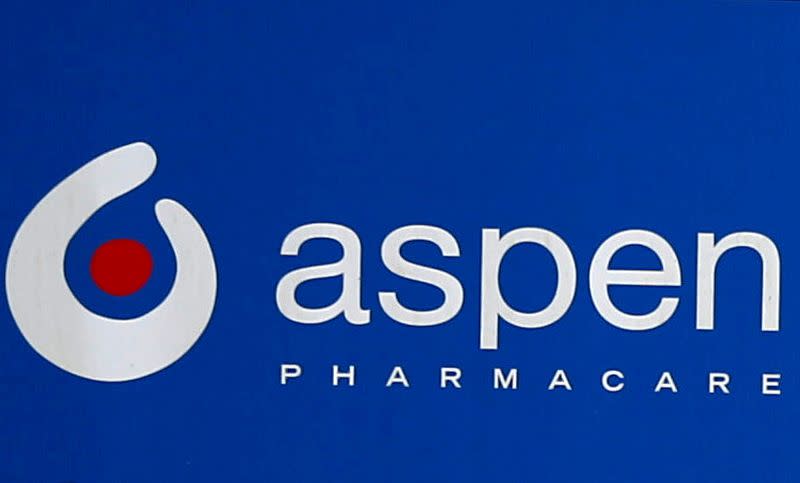 FILE PHOTO: An Aspen Pharmacare logo is seen at outside company offices in Woodmead