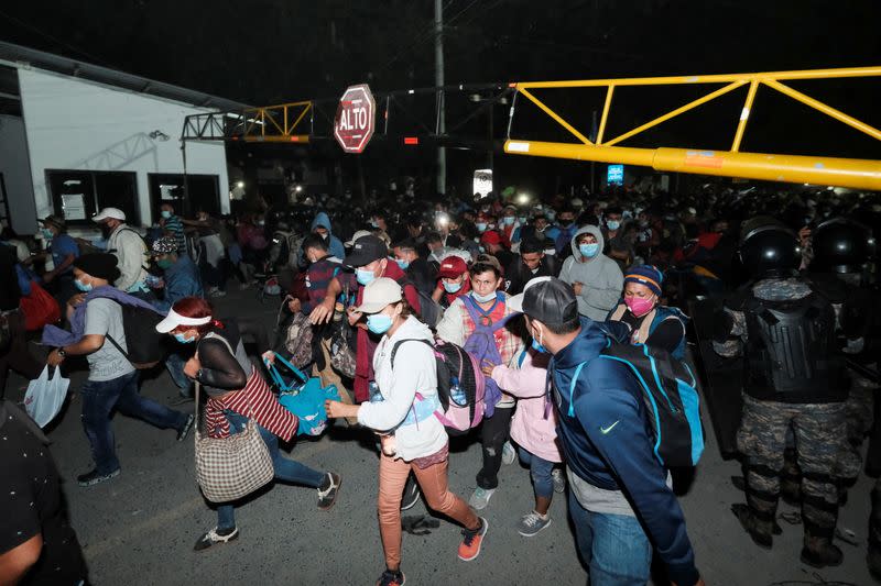 Hondurans take part in a new caravan of migrants, set to head to the United States, in El Florido