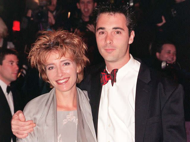 <p>Peter Jordan - PA Images/PA Images/Getty</p> Emma Thompson arrives with Greg Wise for the premiere of her new film 'Primary Colors'.