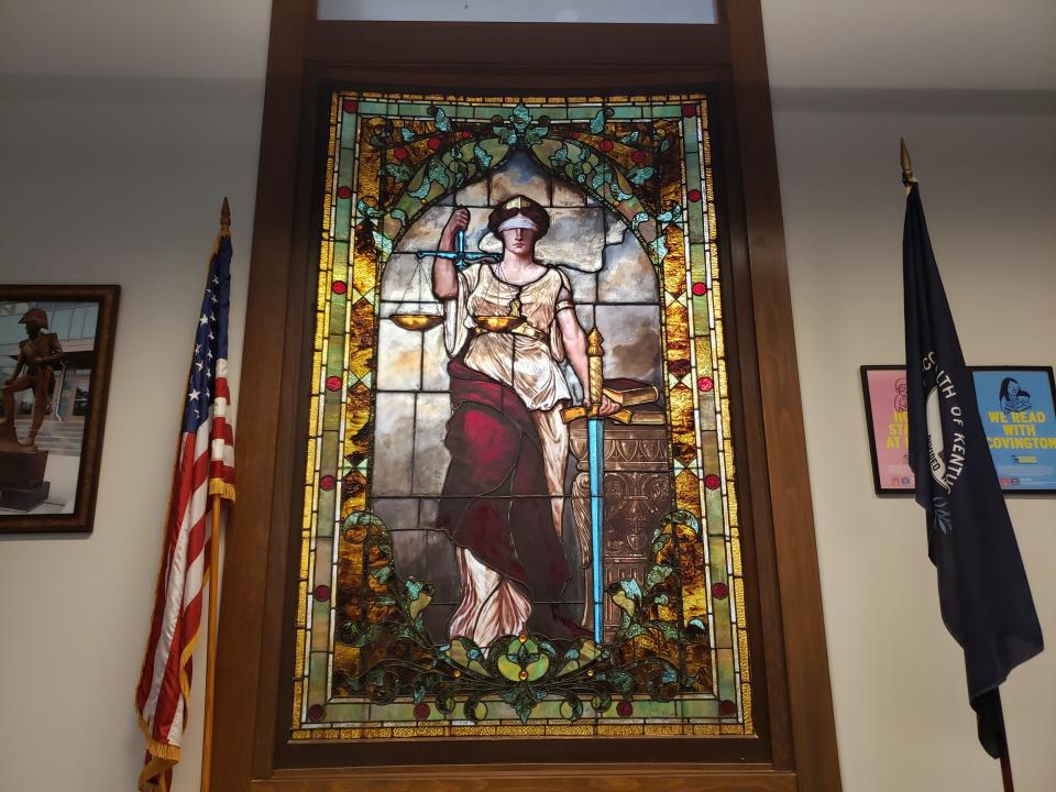 Two stained glass windows were salvaged from Covington's original city hall. They're in the current city hall and will most likely also be moved to the new building.