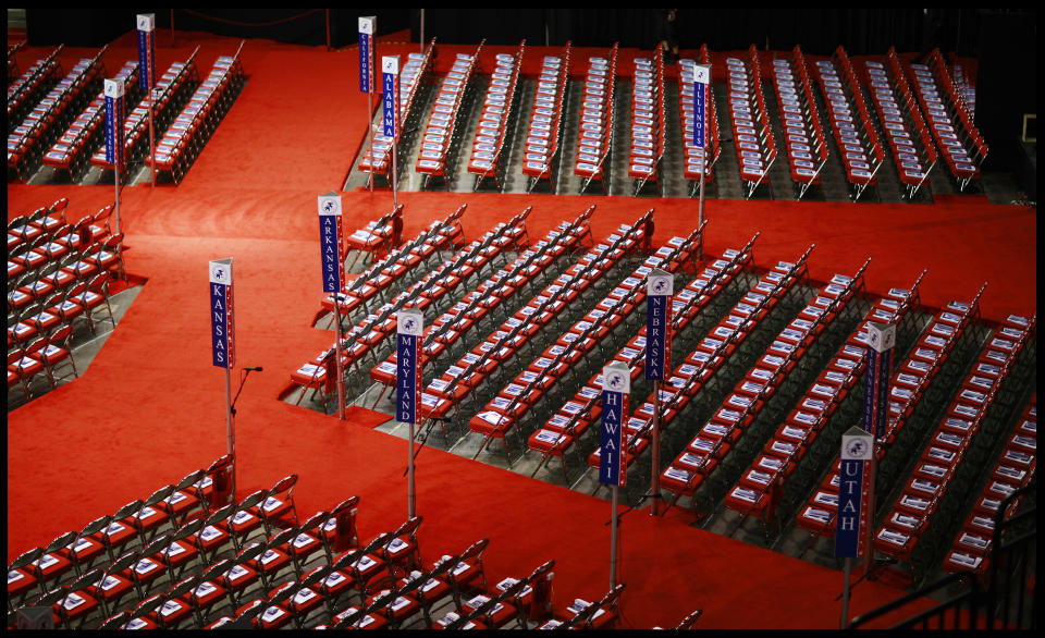 An empty hall at the Republican National Convention in 2008 in St. Paul, Minn. (David Howells/Corbis via Getty Images)