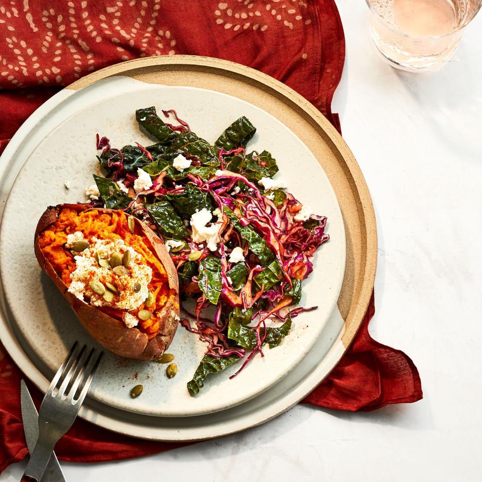 Baked sweet potato with feta