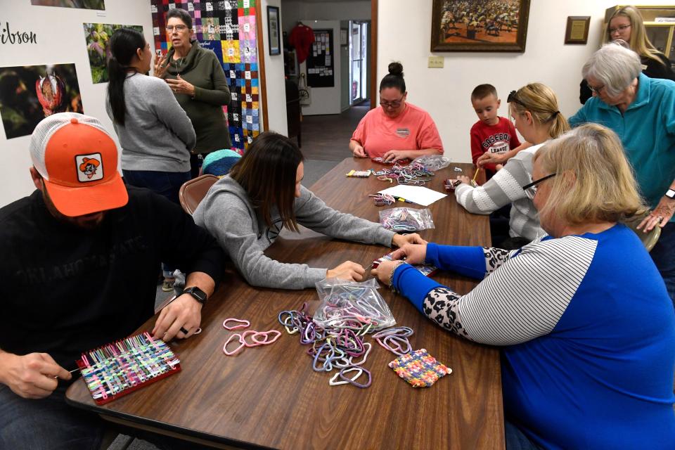 Kids and adults Nov. 19 make potholders using small looms at the Museum of the West Texas Frontier in Stamford.
