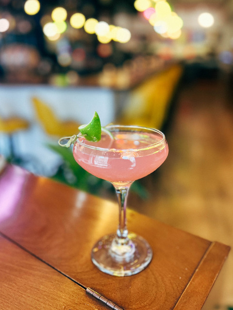 A Fig Cosmo from Homesick in Asbury Park, with fig vodka, lime, cranberry and citrus-infused simple syrup.