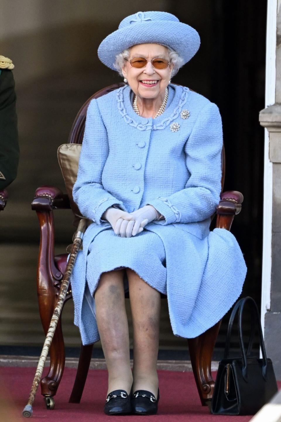 Queen Elizabeth II Queen's Body Guard for Scotland Reddendo Parade in the gardens at the Palace of Holyroodhouse