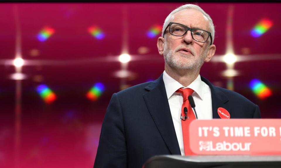 Jeremy Corbyn at the launch of the Labour party’s election manifesto, Birmingham, 2019.