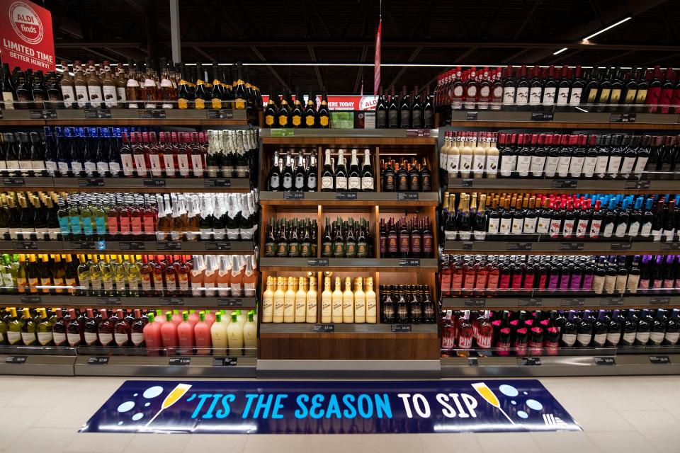 The beer and wine section inside of the new Aldi located in Morton on Nov. 29, 2021.